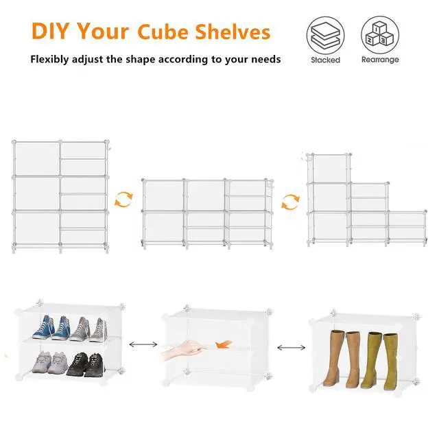 Alt view image 7 of 7 - Closet Organizer 6 Cube Storage Shelves Portable Closet Clothes Organizers and Storage Stackable Cubby Shelving for Closet Bedroom Living Room Office, Transparent Twill