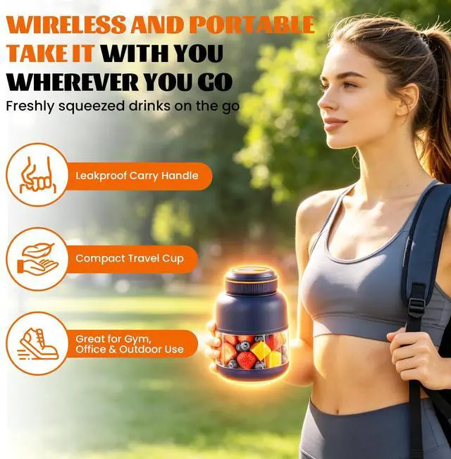 Alt view image 6 of 7 - 800ml Portable Wireless Juicer Cup with Double Lid, Electric Juicer Cup, Usb Rechargeable, Household Appliances Juicers Blender for Shakes Ice Crushing Fruits & Vegetables, for Travel Gym Offices