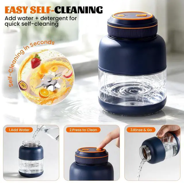 Alt view image 7 of 7 - 800ml Portable Wireless Juicer Cup with Double Lid, Electric Juicer Cup, Usb Rechargeable, Household Appliances Juicers Blender for Shakes Ice Crushing Fruits & Vegetables, for Travel Gym Offices
