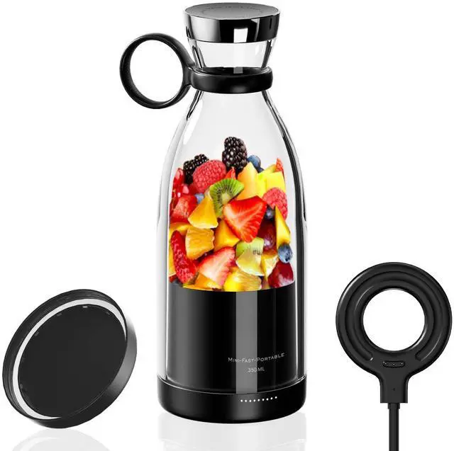 Main image of Portable Blender for Shakes and Smoothies with 11.83 Oz Travel Cup and Lid,Durable Stainless Steel Blades for Juice Blending Performance, Black