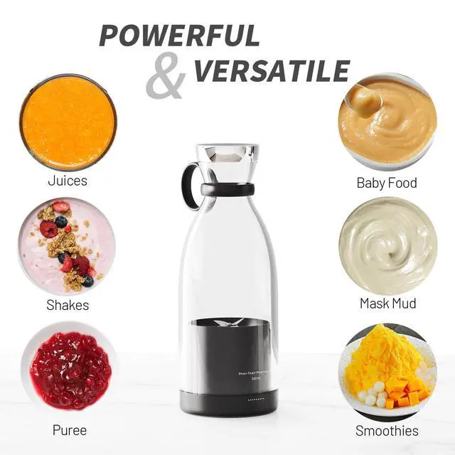 Alt view image 5 of 7 - Portable Blender for Shakes and Smoothies with 11.83 Oz Travel Cup and Lid,Durable Stainless Steel Blades for Juice Blending Performance, Black