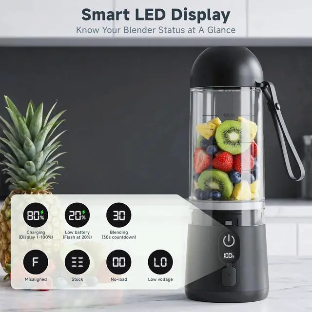 Alt view image 2 of 7 - Portable Blender, 8 Blades USB C Rechargeable Smoothie Blender