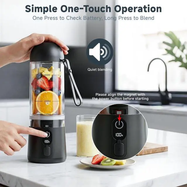 Alt view image 5 of 7 - Portable Blender, 8 Blades USB C Rechargeable Smoothie Blender