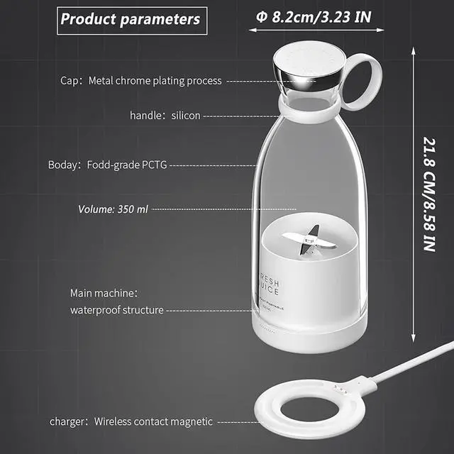 Alt view image 3 of 7 - Portable Blender for Shakes and Smoothies with 11.83 Oz Travel Cup and Lid,Durable Stainless Steel Blades for Juice Blending Performance, White