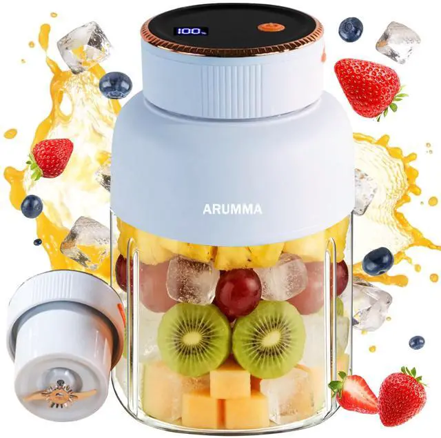 Main image of Portable Juice Cup Blender for Smoothies Shakes Fruit Crush Baby Food Maker with Screen 47oz 1350ML USB Cordless Powerful Blades Blending Portable Smoothie Blender for Small Ice Kitchen Outdoor