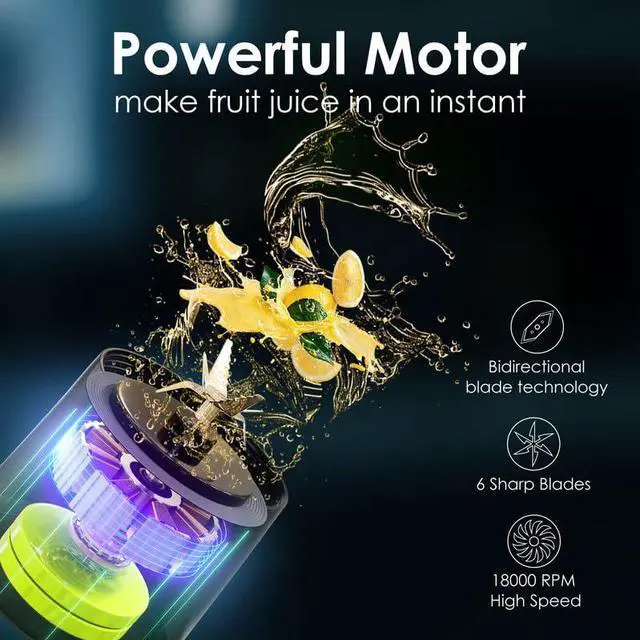 Alt view image 2 of 7 - Personal Blender Wireless 24oz Cordless Mini 360 Watt Portable Blender-for Smoothies Freshly Squeezed Juices 6000mAh Self Cleaning and BPA Free Portable Juicer with 6 Sharp Blade Pearl White