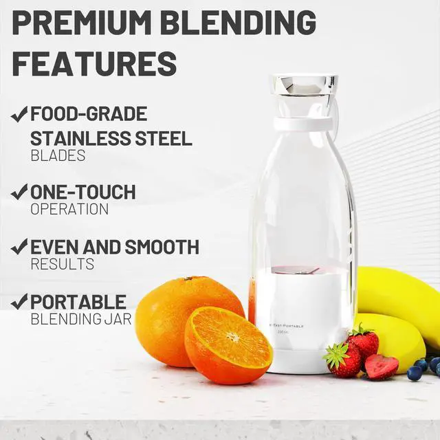 Alt view image 5 of 7 - Portable Blender for Shakes and Smoothies with 11.83 Oz Travel Cup and Lid,Durable Stainless Steel Blades for Juice Blending Performance, White