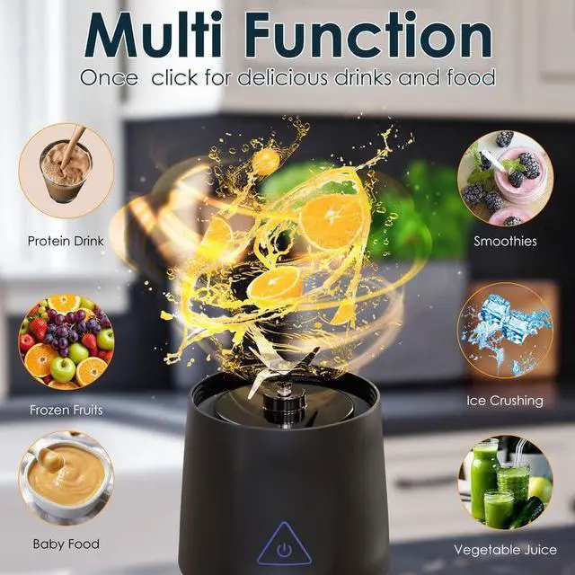 Alt view image 4 of 7 - Personal Blender Wireless 24oz Cordless Mini 360 Watt Portable Blender-for Smoothies Freshly Squeezed Juices 6000mAh Self Cleaning and BPA Free Portable Juicer with 6 Sharp Blade Pearl White