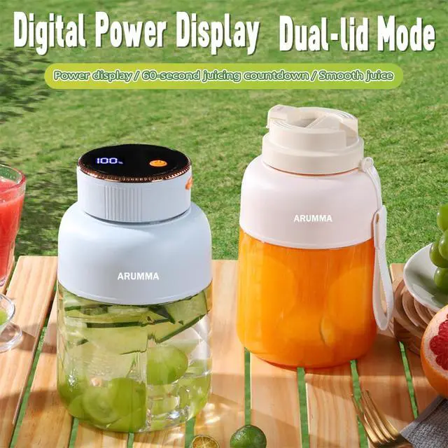 Alt view image 3 of 7 - Portable Juice Cup Blender for Smoothies Shakes Fruit Crush Baby Food Maker with Screen 47oz 1350ML USB Cordless Powerful Blades Blending Portable Smoothie Blender for Small Ice Kitchen Outdoor