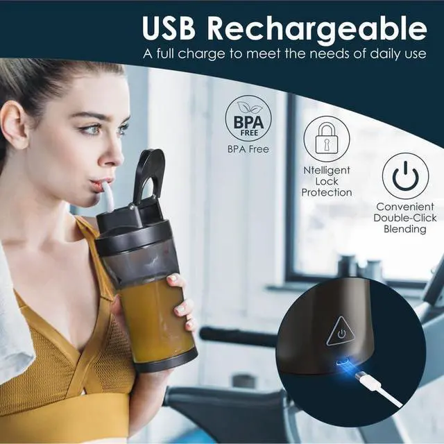 Alt view image 7 of 7 - Personal Blender Wireless 24oz Cordless Mini 360 Watt Portable Blender-for Smoothies Freshly Squeezed Juices 6000mAh Self Cleaning and BPA Free Portable Juicer with 6 Sharp Blade Pearl White