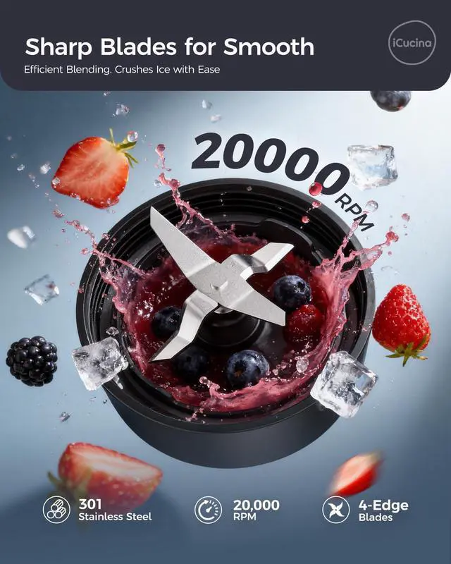 Alt view image 4 of 7 - Smoothie Blender, Personal Blender for Shakes and Smoothies, 700W Pulse Technology Single Serve Blenders with 2 x 28oz Protable Cups for Ice Crush, Frozen Fruit Drinks