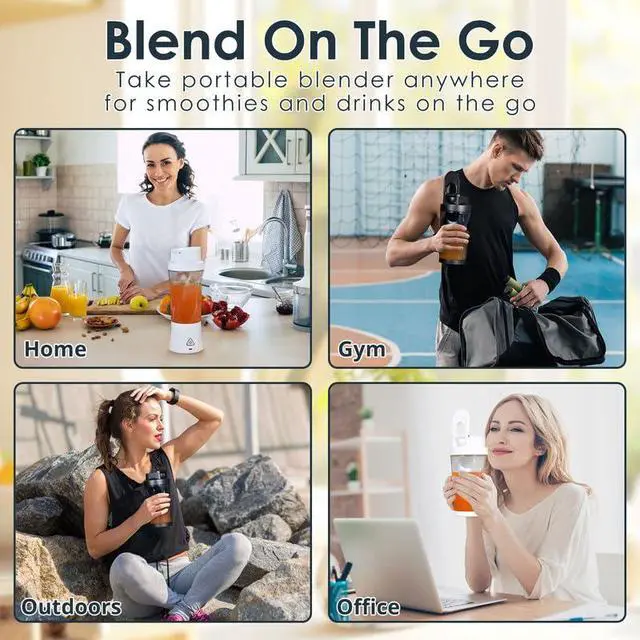 Alt view image 6 of 7 - Personal Blender Wireless 24oz Cordless Mini 360 Watt Portable Blender-for Smoothies Freshly Squeezed Juices 6000mAh Self Cleaning and BPA Free Portable Juicer with 6 Sharp Blade Pearl White