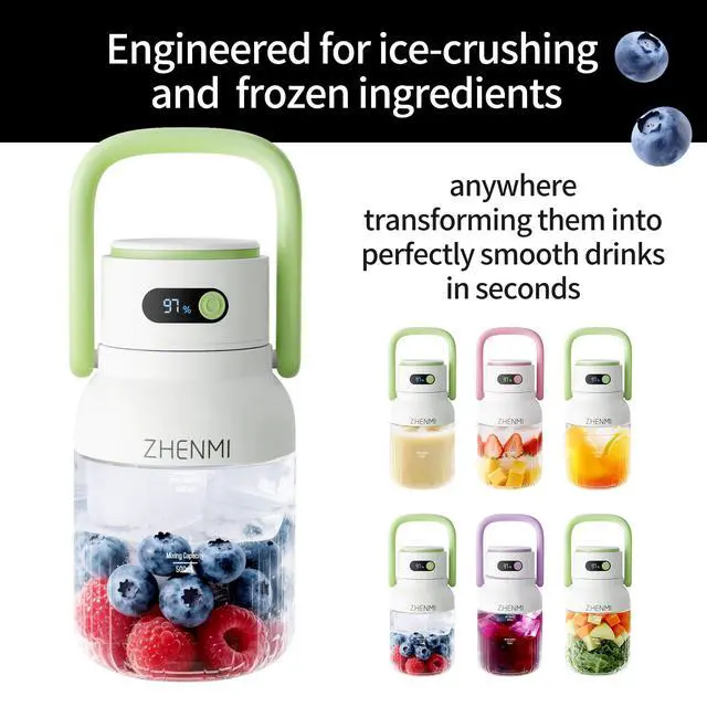 Alt view image 2 of 7 - Portable Blender, Personal Blender for Smoothies & Shakes, Cordless, 33oz BPA-Free Vessel, 18000RPM Motor, Leakproof Lid with Sip Spout, USB-C Rechargeable, Easy-to-Clean Parts (Green)
