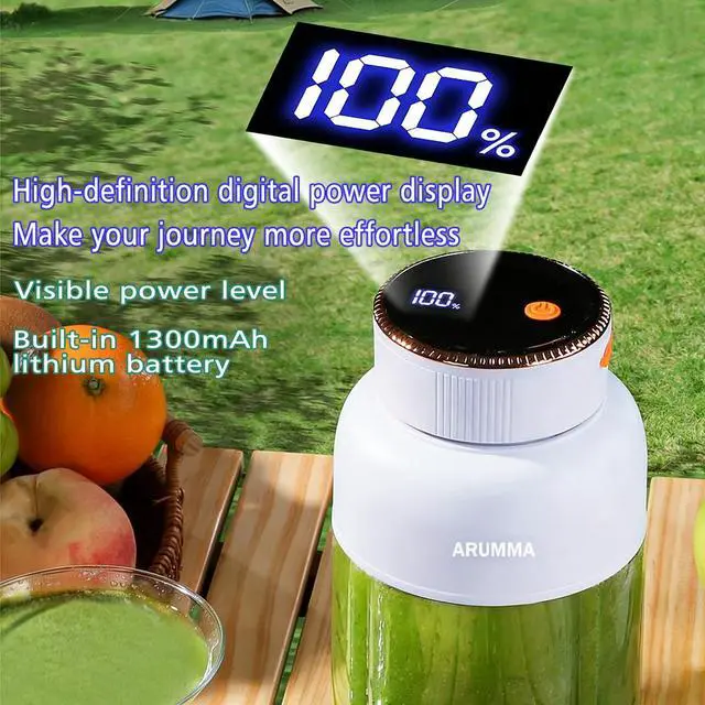 Alt view image 4 of 7 - Portable Juice Cup Blender for Smoothies Shakes Fruit Crush Baby Food Maker with Screen 47oz 1350ML USB Cordless Powerful Blades Blending Portable Smoothie Blender for Small Ice Kitchen Outdoor