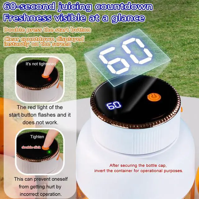 Alt view image 6 of 7 - Portable Juice Cup Blender for Smoothies Shakes Fruit Crush Baby Food Maker with Screen 47oz 1350ML USB Cordless Powerful Blades Blending Portable Smoothie Blender for Small Ice Kitchen Outdoor