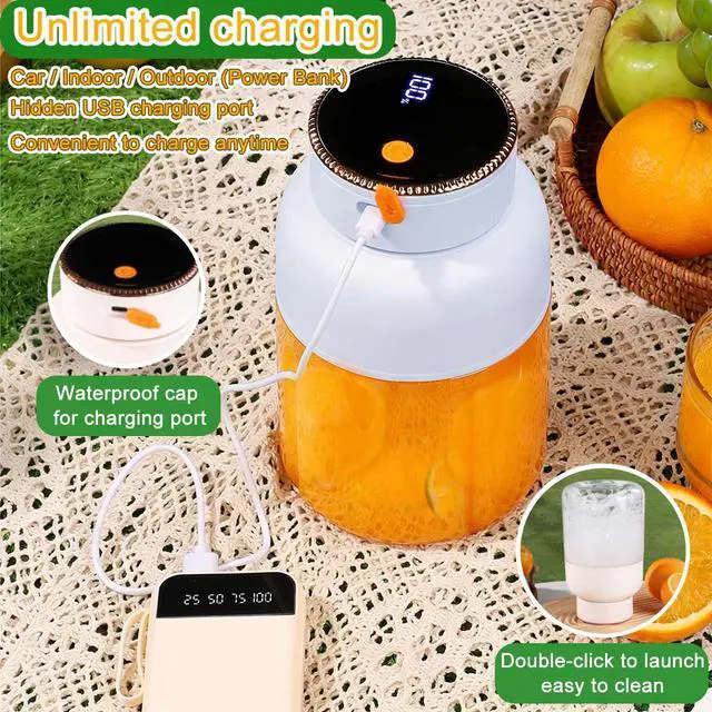 Alt view image 7 of 7 - Portable Juice Cup Blender for Smoothies Shakes Fruit Crush Baby Food Maker with Screen 47oz 1350ML USB Cordless Powerful Blades Blending Portable Smoothie Blender for Small Ice Kitchen Outdoor