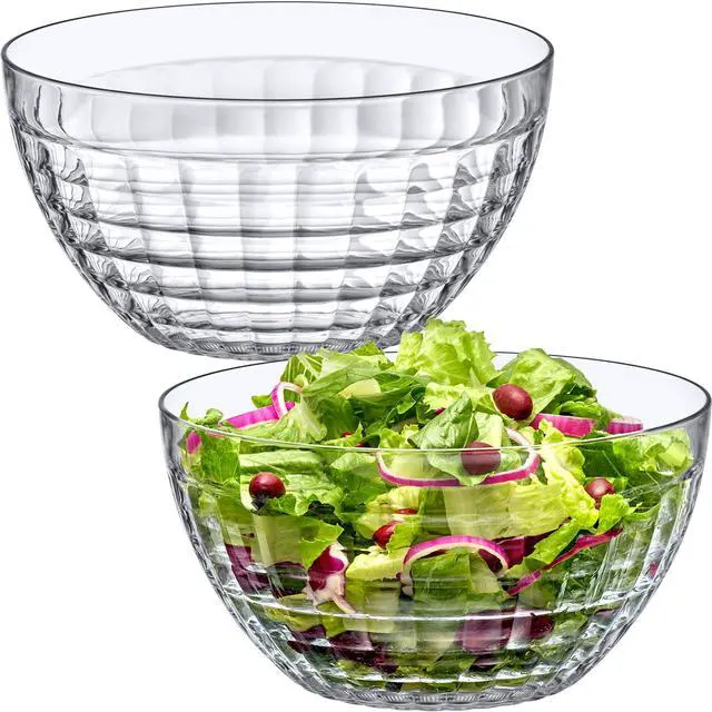 Main image of Carlita - 150-Ounce Plastic Serving Bowls (Set of 2), 10-Inch Clear Salad Bowl Set, BPA-Free, Shatter-Proof, Dishwasher-Safe, Stackable, Great for Salad, Fruit, Cereal, Snack, and More