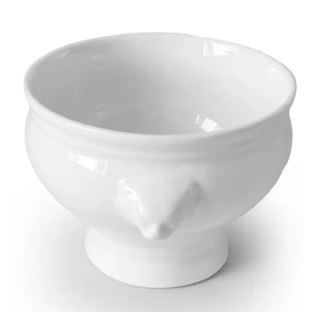 Alt view image 3 of 7 - Ceramic 12 oz Set of 4 Lion Head Porcelain Soup Bowls With Lid Cover White Microwave Dishwasher Safe Fruit Home Kitchen Sturdy Design