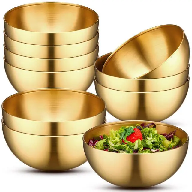 Main image of 10 Pcs Gold Bowls 5.9 Inch Stainless Steel Mixing Bowls Decorative Esthetician Bowl for Facial Metal Serving Bowl for Holiday Birthday Party Wedding Baking Prepping Salad Fruit Soup