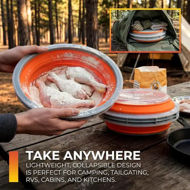 Alt view image 3 of 7 - Batter Bowl XL: Collapsible, Mess-Free, Dishwasher and Microwave Safe, Chemical-Free in Vibrant Orange