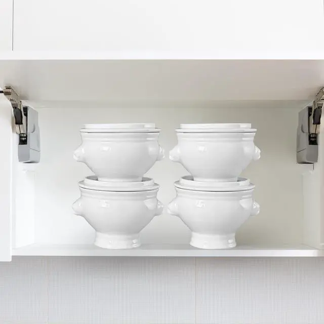 Alt view image 6 of 7 - Ceramic 12 oz Set of 4 Lion Head Porcelain Soup Bowls With Lid Cover White Microwave Dishwasher Safe Fruit Home Kitchen Sturdy Design