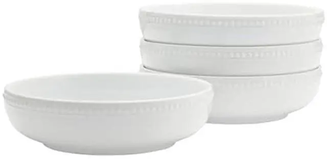 Main image of White by Fitz and Floyd Beaded Dinner Pasta Bowls, Set of 4