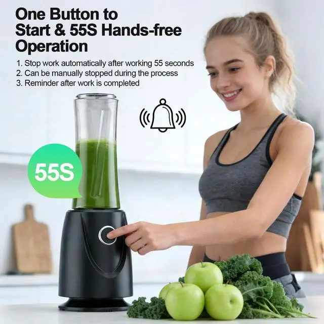 Alt view image 2 of 7 - 500W Personal Blender for Smoothies, Milkshakes and Juices with 4-Fin Blades, 17oz BPA-Free Tritan Portable Cup, Powerful Single-Serve Kitchen Blender