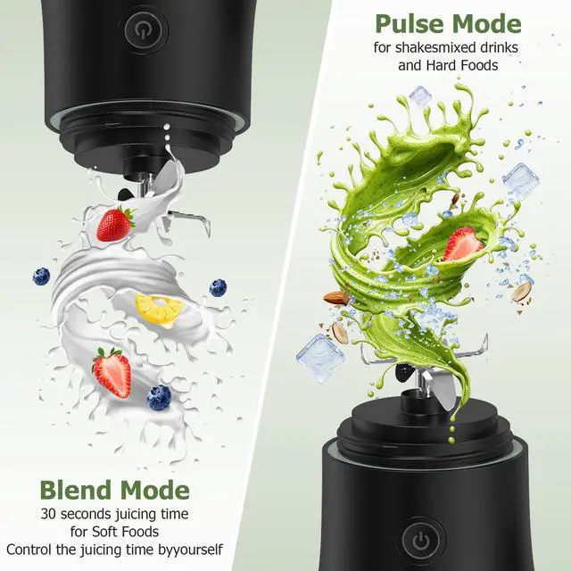 Alt view image 4 of 7 - Portable Blender, USB-C Rechargeable Personal Blender for Shakes and Smoothies, 2o oz Leakproof Travel Cup with Pulse Mode & LED Light, BPA Free, Cordless for Home Gym Office Travel, Black