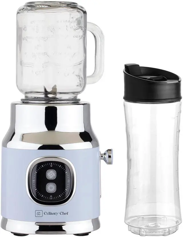 Main image of Retro Smoothie Maker Personal Blender with Mason Jar, Perfect for Shakes and Smoothies, Countertop, Dishwasher Safe, BPA-Free, High Power 300W, BLUE