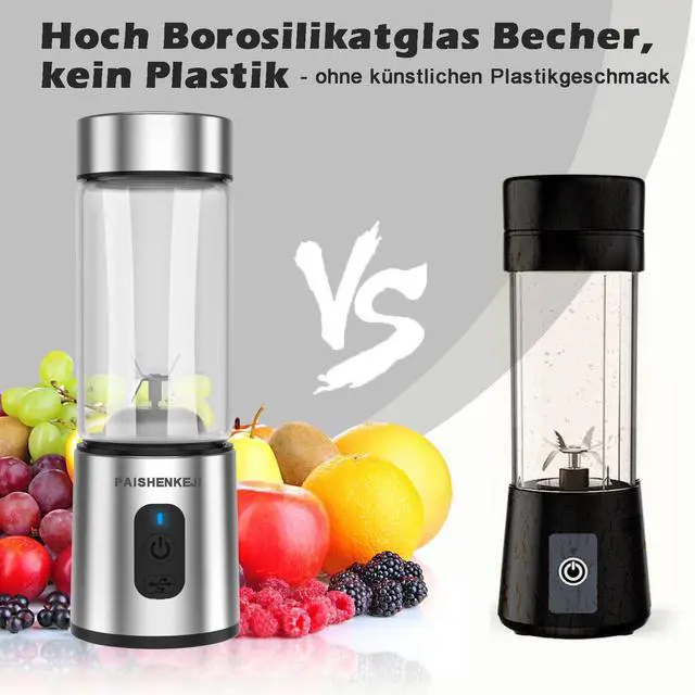 Alt view image 2 of 7 - Glass Portable Blender Smoothies: Mini Personal Blender Shakes and Smoothies Small USB Rechargeable, Baby Food Travel Beach Office Sports Kitchen Gym Use
