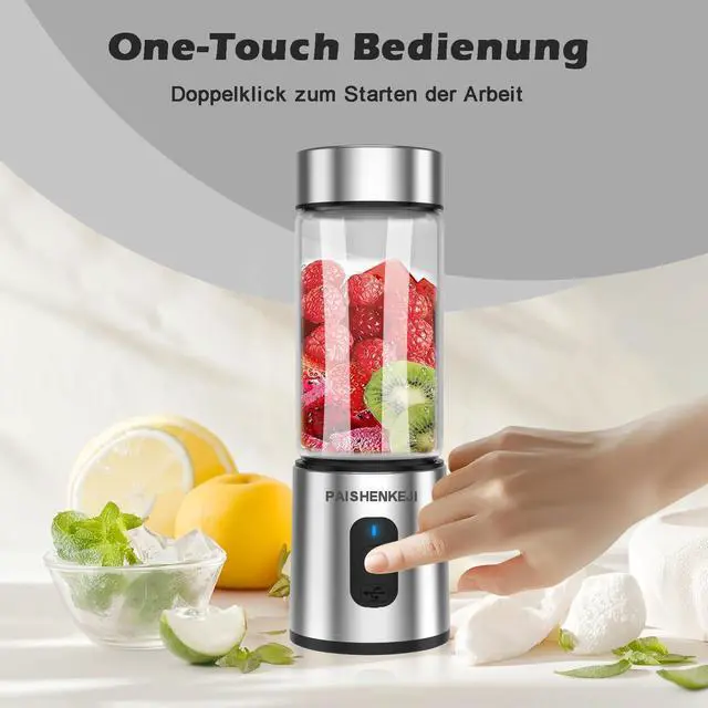 Alt view image 3 of 7 - Glass Portable Blender Smoothies: Mini Personal Blender Shakes and Smoothies Small USB Rechargeable, Baby Food Travel Beach Office Sports Kitchen Gym Use