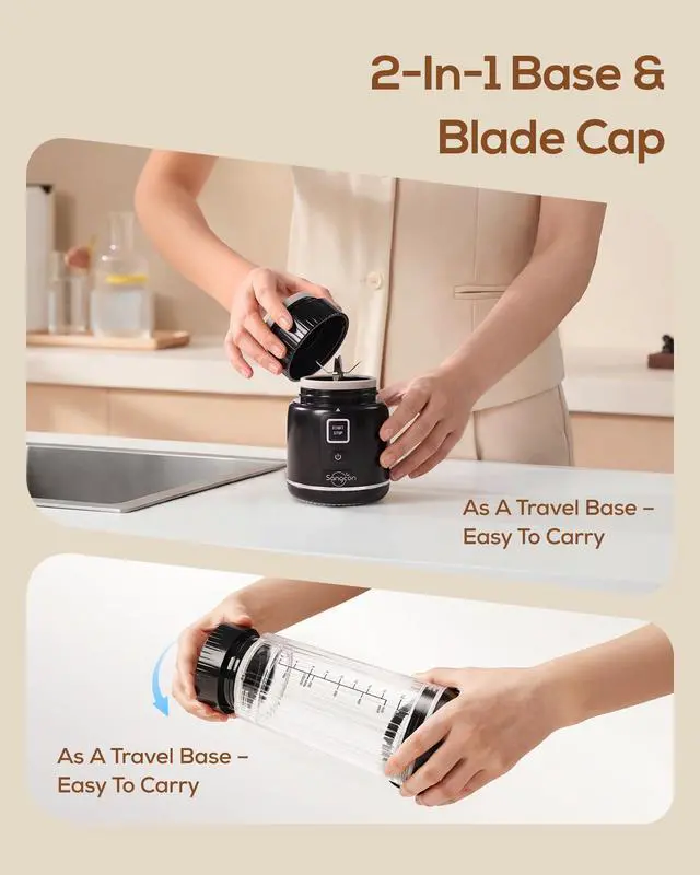 Alt view image 5 of 7 - Personal Portable Blender for Shakes & Smoothies, 6000mAh Cordless USB-C Rechargeable Blender with 2 Blend Modes, Leakproof Travel Lid, Dishwasher Safe, Ideal for Gym Office Kitchen, BPA-Free