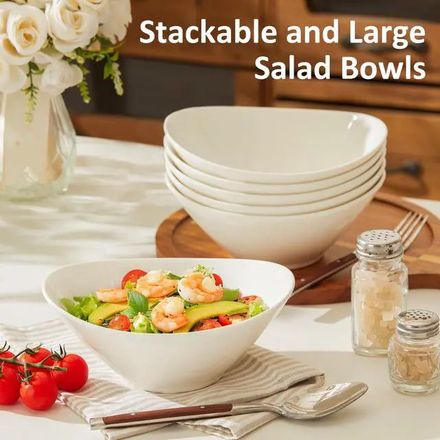 Alt view image 2 of 7 - 7 Inch Salad Bowls Set of 6, 18 oz Large Soup Bowls Microwave & Dishwasher Safe, for Pasta, Snacks, White