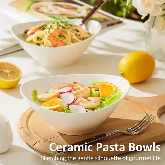 Alt view image 4 of 7 - 7 Inch Salad Bowls Set of 6, 18 oz Large Soup Bowls Microwave & Dishwasher Safe, for Pasta, Snacks, White