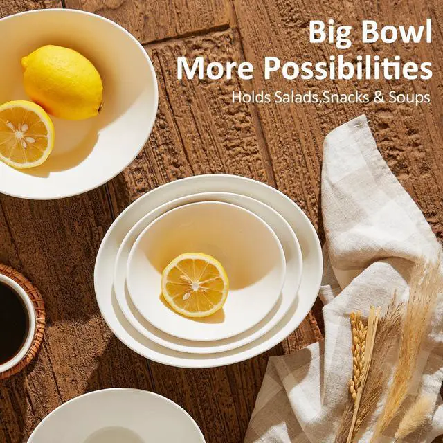 Alt view image 6 of 7 - 7 Inch Salad Bowls Set of 6, 18 oz Large Soup Bowls Microwave & Dishwasher Safe, for Pasta, Snacks, White