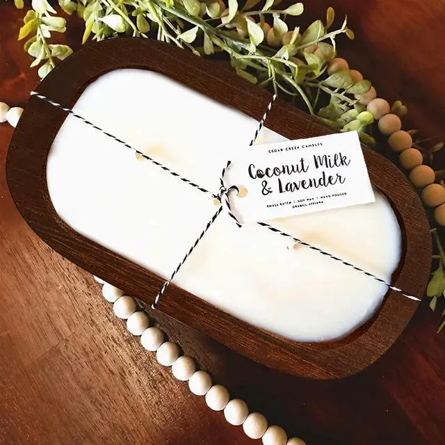 Alt view image 2 of 6 - 8 Pack Dough Bowl for Candle 9.5 x 5.5 Inch, Wooden Dough Bowls Paulownia, Rustic Bowl Vintage, Dough Bowl Decor for Candle, Brown