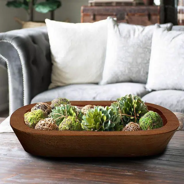 Alt view image 6 of 6 - 8 Pack Dough Bowl for Candle 9.5 x 5.5 Inch, Wooden Dough Bowls Paulownia, Rustic Bowl Vintage, Dough Bowl Decor for Candle, Brown