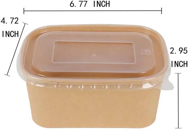 Alt view image 6 of 6 - 34 oz Disposable Kraft paper salad bowls with lids, Food containers Soup Bowls Party Supplies Treat Bowls 50 Pack