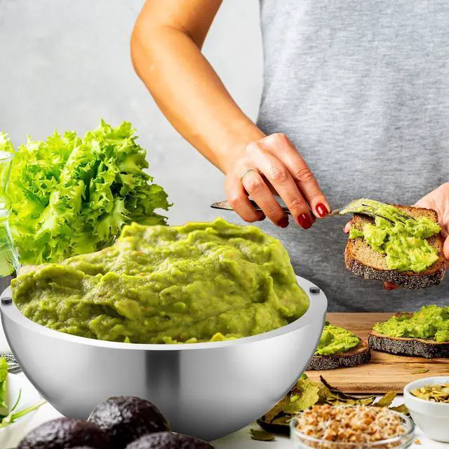 Alt view image 3 of 7 - 2 Pack 35 oz Dip Chiller Bowl Stainless Steel Double Walled Insulated Ice Serving Bowl for Parties Salsa, Guacamole, Condiments, Sauces, Salad & Food Hot or Cold