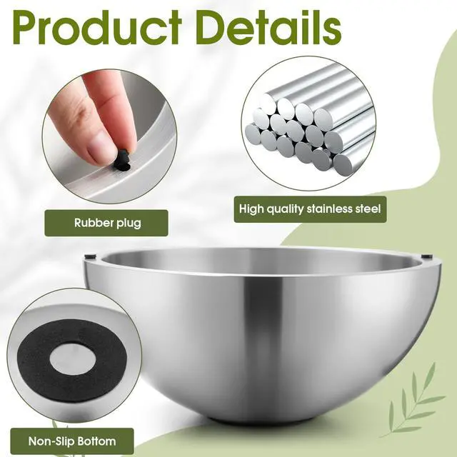 Alt view image 4 of 7 - 2 Pack 35 oz Dip Chiller Bowl Stainless Steel Double Walled Insulated Ice Serving Bowl for Parties Salsa, Guacamole, Condiments, Sauces, Salad & Food Hot or Cold