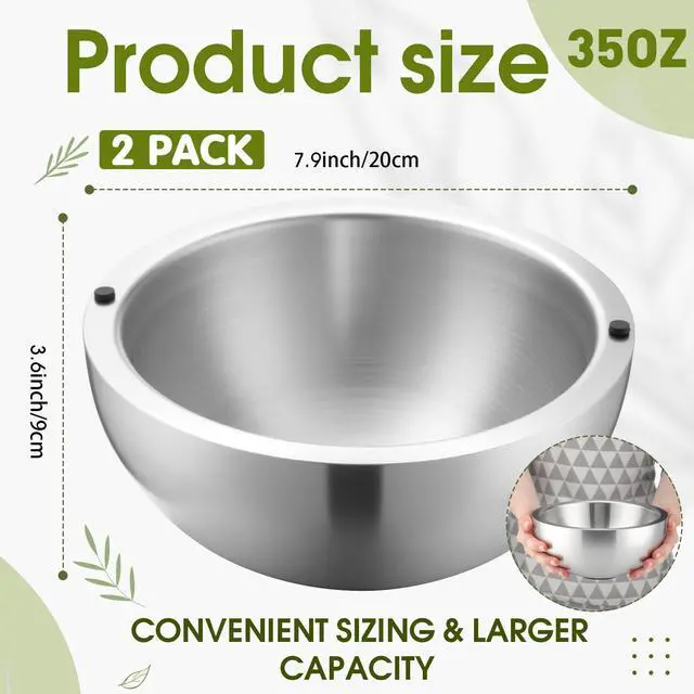 Alt view image 2 of 7 - 2 Pack 35 oz Dip Chiller Bowl Stainless Steel Double Walled Insulated Ice Serving Bowl for Parties Salsa, Guacamole, Condiments, Sauces, Salad & Food Hot or Cold