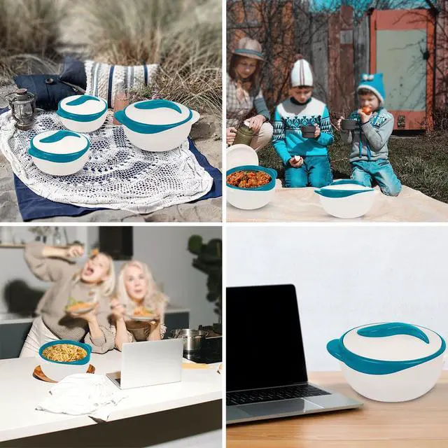 Alt view image 2 of 7 - 3 Piece Thermo Dish Hot or Cold Casserole Serving Bowls with Lids Turquoise