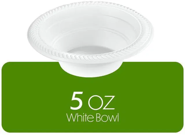 Alt view image 6 of 6 - Disposable Bowls, 5 oz, White, Lightweight for Dessert and Appetizers, 800 Count