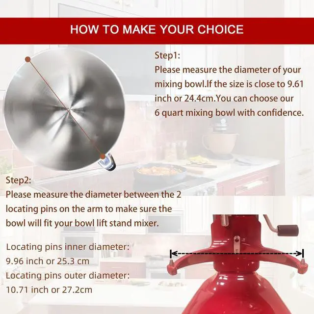 Alt view image 4 of 7 - 6QT Mixer Bowl for KitchenAid 6QT Bowl Lift Stand Mixers