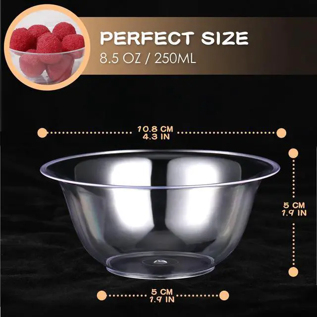 Alt view image 2 of 7 - 300 Packs 8.5 oz Clear Plastic Bowls Disposable Plastic Bowls for Parties Weddings Serving Container for Candy, Soup, Dessert, Salsa, Ice Cream, Popcorn, Chip