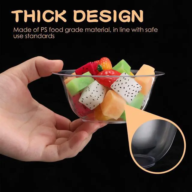 Alt view image 3 of 7 - 300 Packs 8.5 oz Clear Plastic Bowls Disposable Plastic Bowls for Parties Weddings Serving Container for Candy, Soup, Dessert, Salsa, Ice Cream, Popcorn, Chip
