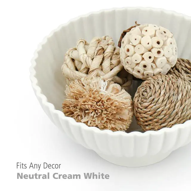 Alt view image 2 of 7 - White Ceramic Ruffle Decorative Bowl - Small Ruffle Decorativ 8 Inch Fruit Pedestal Bowl for Kitchen Counter, Modern Centerpiece Bowl for Dining Coffee Table & Home Decor,Key Bowl for Entryway Table