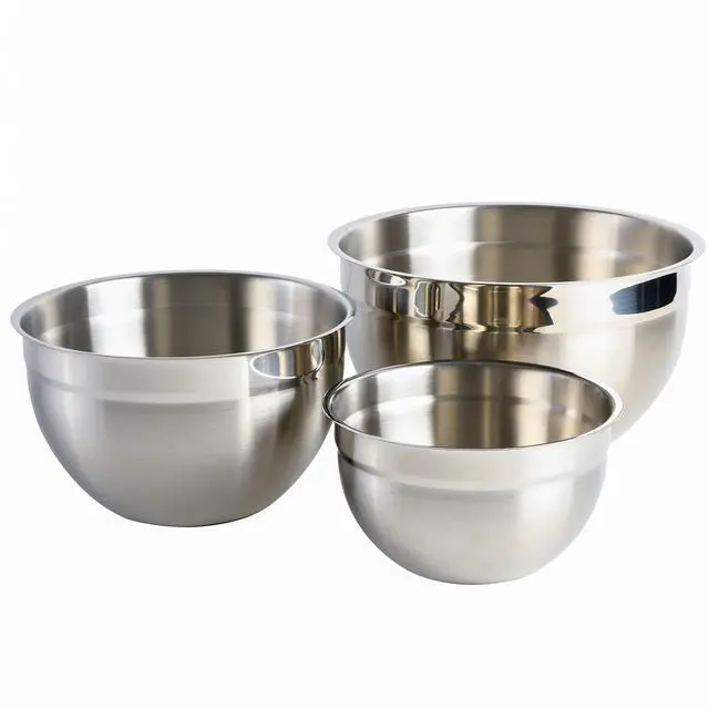 Main image of 3-Piece Stainless Steel Mixing Bowl Set Nesting Metal Bowls for Baking, Cooking, and Meal Prep Durable & Dishwasher Safe