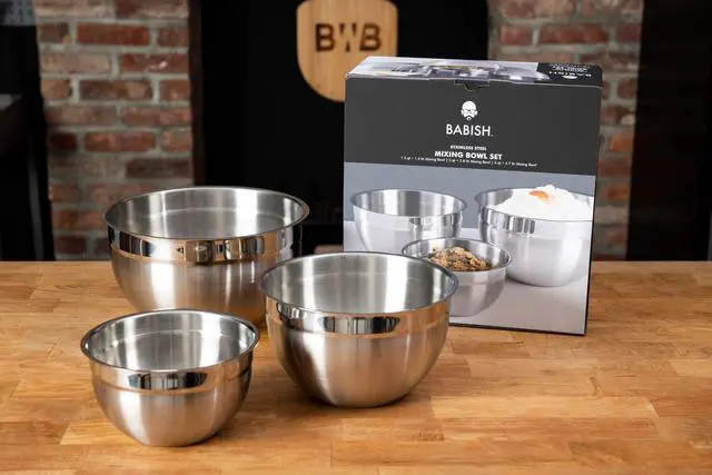 Alt view image 3 of 6 - 3-Piece Stainless Steel Mixing Bowl Set Nesting Metal Bowls for Baking, Cooking, and Meal Prep Durable & Dishwasher Safe