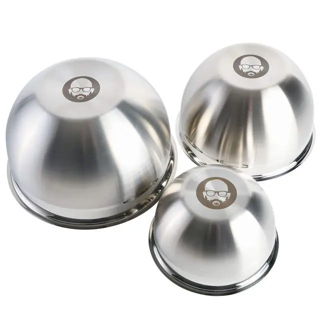 Alt view image 2 of 6 - 3-Piece Stainless Steel Mixing Bowl Set Nesting Metal Bowls for Baking, Cooking, and Meal Prep Durable & Dishwasher Safe